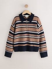 Self. Camel Stripe Knitted Wool Blend Rugby Jumper - Image 5 of 7