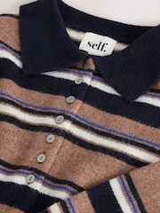 Self. Camel Stripe Knitted Wool Blend Rugby Jumper - Image 7 of 7