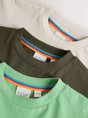 Paul Smith Junior Green/Ecru Graphic T-Shirts 3 Pack - Image 8 of 8