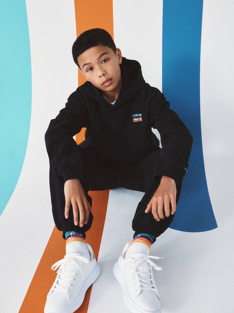 Paul Smith Junior Black Graphic Hoodie and Joggers Set - Image 1 of 3 Paul Smith Junior Black Graphic Hoodie and Joggers Set - Image 1 of 3