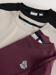 Paul Smith Junior Stone/Black/Red Signature Long Sleeve T-Shirts 3 Pack - Image 7 of 8