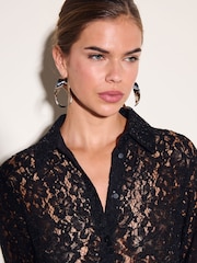 Friends Like These Black Lace Shirt With Sequins - Image 3 of 6