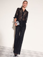Friends Like These Black Lace Shirt With Sequins - Image 4 of 6
