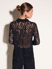 Friends Like These Black Lace Shirt With Sequins - Image 5 of 6