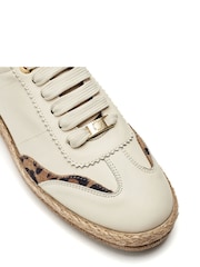 Weiß - Moda in Pelle Baibe Leather Trainers With Espadrille Sole - Bild 2 von 3