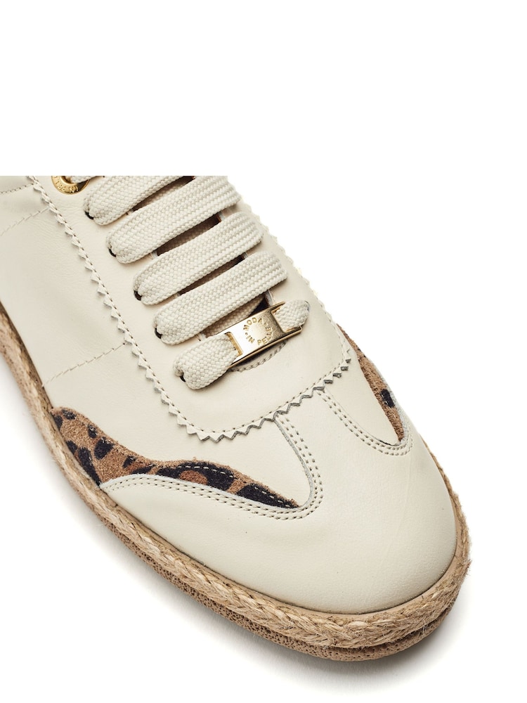 Weiß - Moda in Pelle Baibe Leather Trainers With Espadrille Sole - Bild 2 von 3