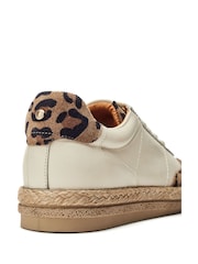 Weiß - Moda in Pelle Baibe Leather Trainers With Espadrille Sole - Bild 3 von 3