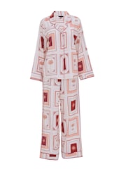 Fable and Eve Cream Postcard Print Long Sleeve Wide Leg Pyjamas Set - Image 4 of 4