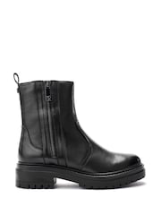 Moda in Pelle Black Olottie Leather Chunky Side Zip Short Boot - Image 1 of 4