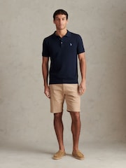 U.S. Polo Assn Navy Moss Stitch Knit Polo Shirt - Image 2 of 8