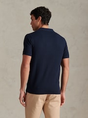 U.S. Polo Assn Navy Moss Stitch Knit Polo Shirt - Image 3 of 8