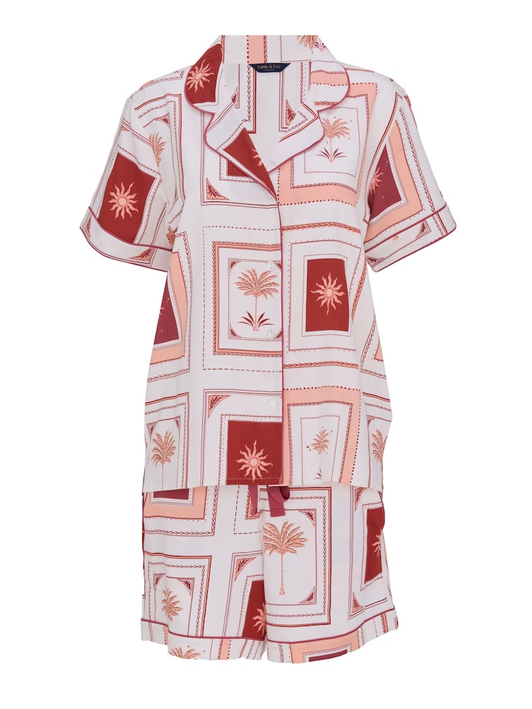 Fable and Eve Cream Postcard Print Short Sleeve Shorty Set - Image 4 of 4 Fable and Eve Cream Postcard Print Short Sleeve Shorty Set - Image 4 of 4