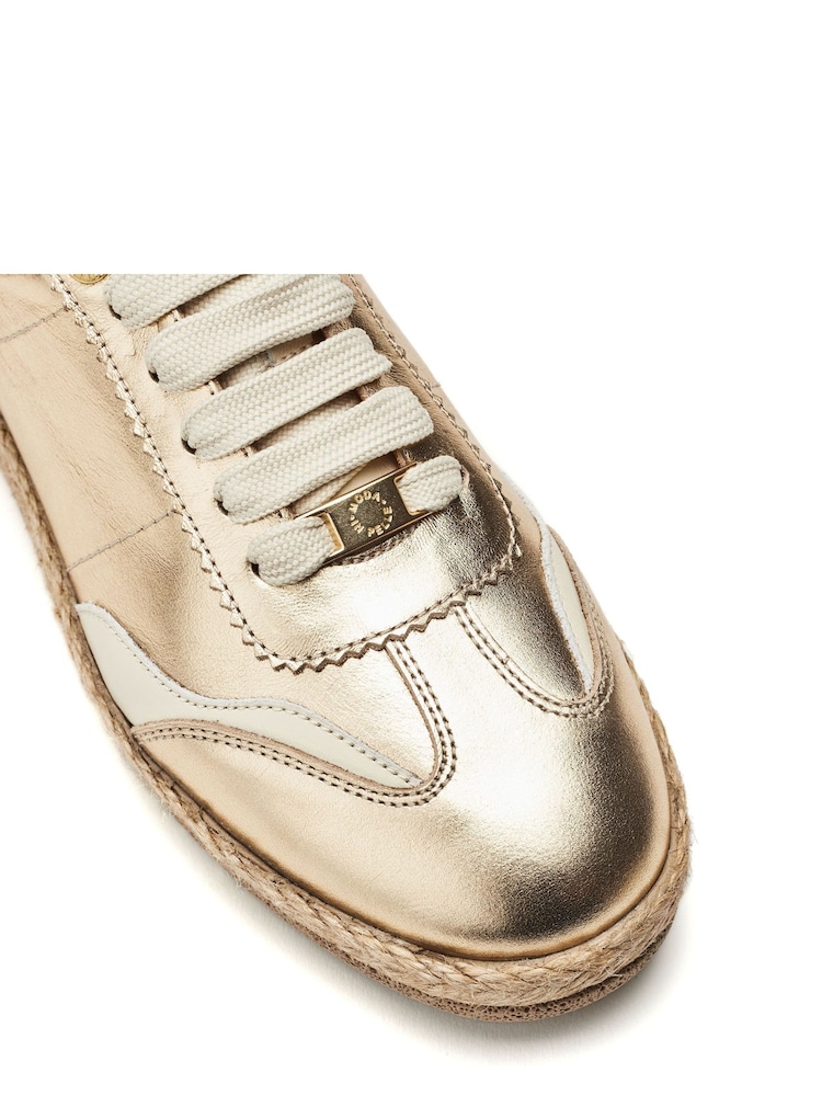 Gold - Moda in Pelle Baibe Leather Trainers With Espadrille Sole - Bild 2 von 3