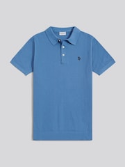 U.S. Polo Assn. Blue Moss Stitch Knit Polo Shirt - Image 5 of 7