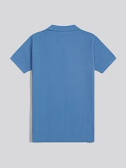 U.S. Polo Assn. Blue Moss Stitch Knit Polo Shirt - Image 6 of 7
