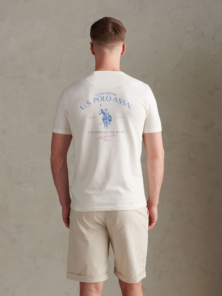 Cream - U.S. Polo Assn Spirit Of Sport Back Graphic T-Shirt - Imaginea 1 din 9