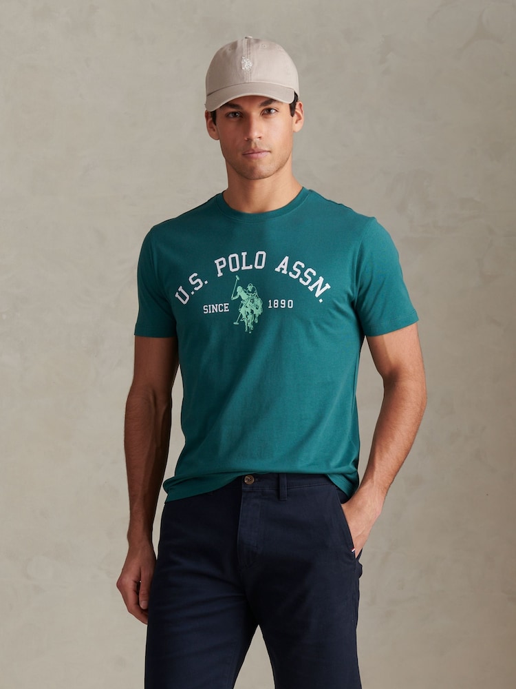 U.S. Polo Assn Green Signature Arch Print T-Shirt - Image 1 of 4
