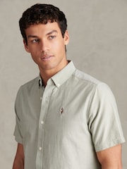 U.S. Polo Assn Green Short Sleeve Oxford Shirt - Image 2 of 7