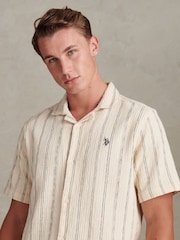 U.S. Polo Assn Natural Stripe Open Collar Short Sleeve Shirt - Image 2 of 7