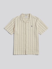 U.S. Polo Assn Natural Stripe Open Collar Short Sleeve Shirt - Image 5 of 7
