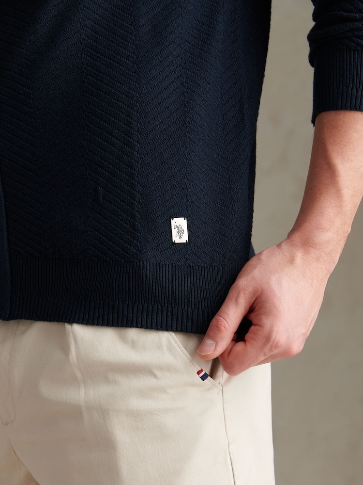 U.S. Polo Assn Herringbone Full Zip Funnel Pullover - Bild 2 von 8