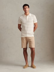 U.S. Polo Assn Cream Stripe Open Knit Polo Shirt - Image 4 of 8