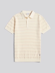 U.S. Polo Assn Cream Stripe Open Knit Polo Shirt - Image 6 of 8