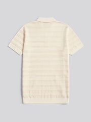 U.S. Polo Assn Cream Stripe Open Knit Polo Shirt - Image 7 of 8