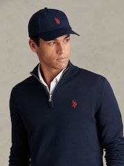 U.S. Polo Assn. Navy Blue Cotton Quarter Zip Funnel Jumper - Image 2 of 7