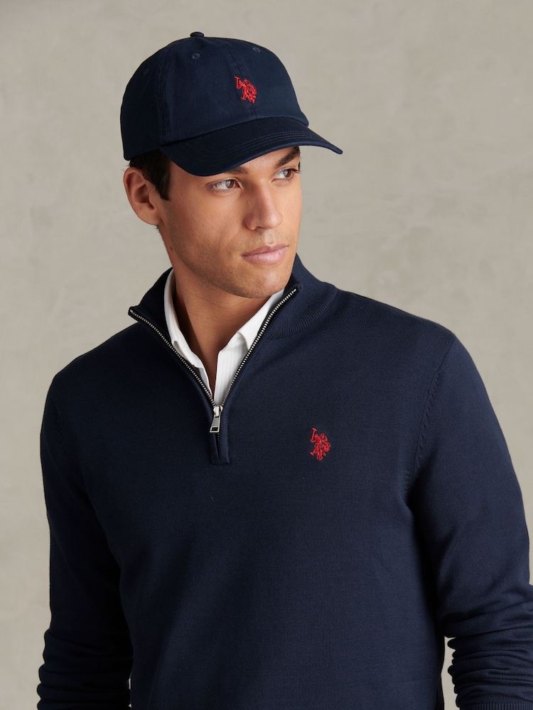 U.S. Polo Assn. Navy Blue Cotton Quarter Zip Funnel Jumper - Image 2 of 7