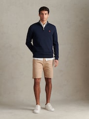 U.S. Polo Assn. Navy Blue Cotton Quarter Zip Funnel Jumper - Image 3 of 7