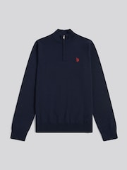 U.S. Polo Assn. Navy Blue Cotton Quarter Zip Funnel Jumper - Image 5 of 7