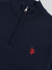 U.S. Polo Assn. Navy Blue Cotton Quarter Zip Funnel Jumper - Image 7 of 7