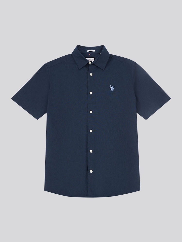 U.S. Polo Assn Blue Linen Blend Short Sleeve Shirt - Image 1 of 3 U.S. Polo Assn Blue Linen Blend Short Sleeve Shirt - Image 1 of 3