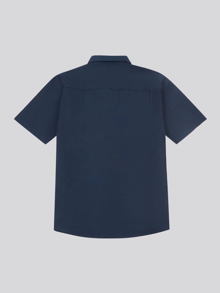 U.S. Polo Assn Blue Linen Blend Short Sleeve Shirt - Image 2 of 3 U.S. Polo Assn Blue Linen Blend Short Sleeve Shirt - Image 2 of 3