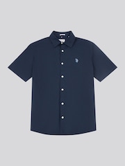 U.S. Polo Assn Navy Blue Linen Blend Short Sleeve Shirt - Image 5 of 7