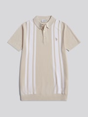 U.S. Polo Assn Natural Tonal Vertical Stripe Knit Polo Shirt - Image 1 of 3