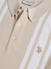 U.S. Polo Assn Natural Tonal Vertical Stripe Knit Polo Shirt - Image 3 of 3