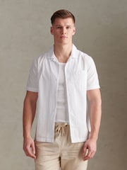 U.S. Polo Assn White Seersucker Revere Short Sleeve Shirt - Image 1 of 7