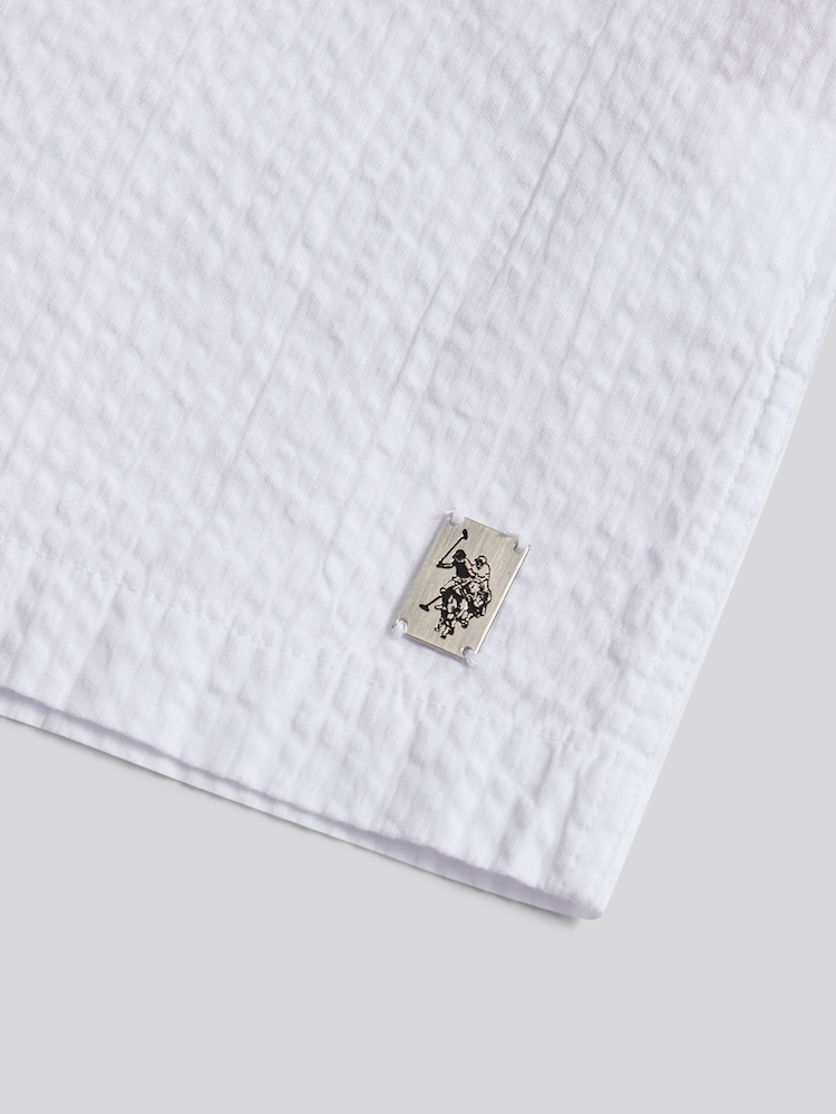 U.S. Polo Assn White Seersucker Revere Short Sleeve Shirt - Image 7 of 7