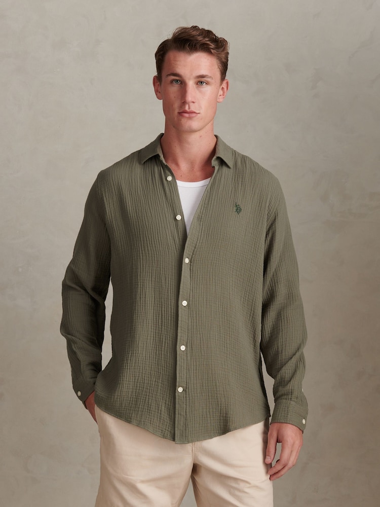 U.S. Polo Assn Green Double Cloth Shirt - Image 1 of 7