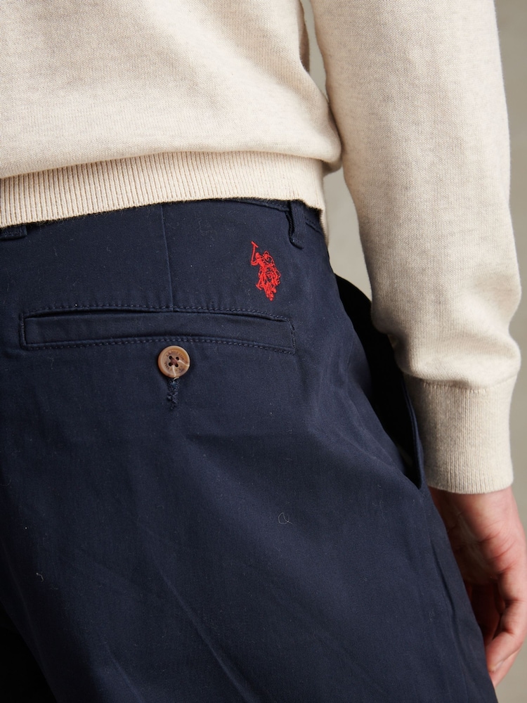 U.S. Polo Assn. Blue Pleat Front Lightweight Chino Trousers - Image 2 of 8