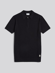 U.S. Polo Assn Black Zip Knit Short Sleeve Polo Shirt - Image 1 of 3
