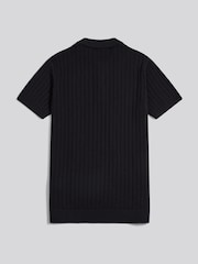 U.S. Polo Assn Black Zip Knit Short Sleeve Polo Shirt - Image 2 of 3
