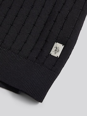 U.S. Polo Assn Black Zip Knit Short Sleeve Polo Shirt - Image 3 of 3