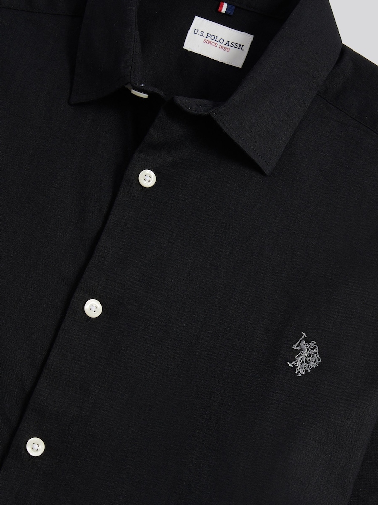 U.S. Polo Assn Black Linen Blend Shirt - Image 3 of 3