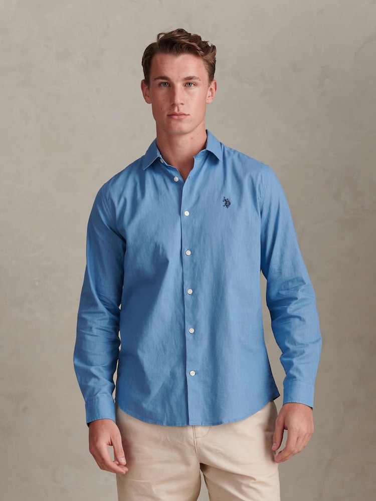 U.S. Polo Assn Blue Linen Blend Shirt - Image 1 of 7 U.S. Polo Assn Blue Linen Blend Shirt - Image 1 of 7