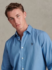U.S. Polo Assn Blue Linen Blend Shirt - Image 4 of 7