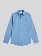 U.S. Polo Assn Blue Linen Blend Shirt - Image 5 of 7