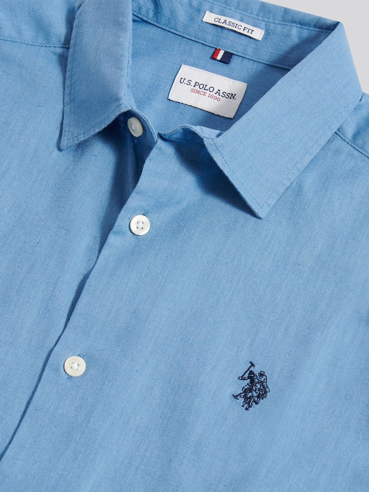 U.S. Polo Assn Blue Linen Blend Shirt - Image 7 of 7 U.S. Polo Assn Blue Linen Blend Shirt - Image 7 of 7